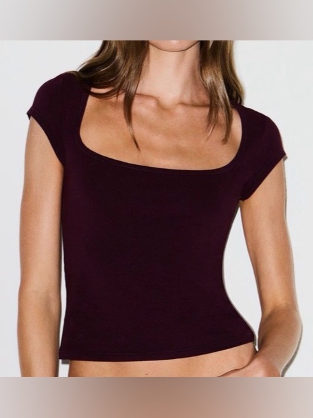 🫜SKIMS Cotton Jersey Scoop Neck Short Sleeve Tee | Currant | M | NWT 🏷️
